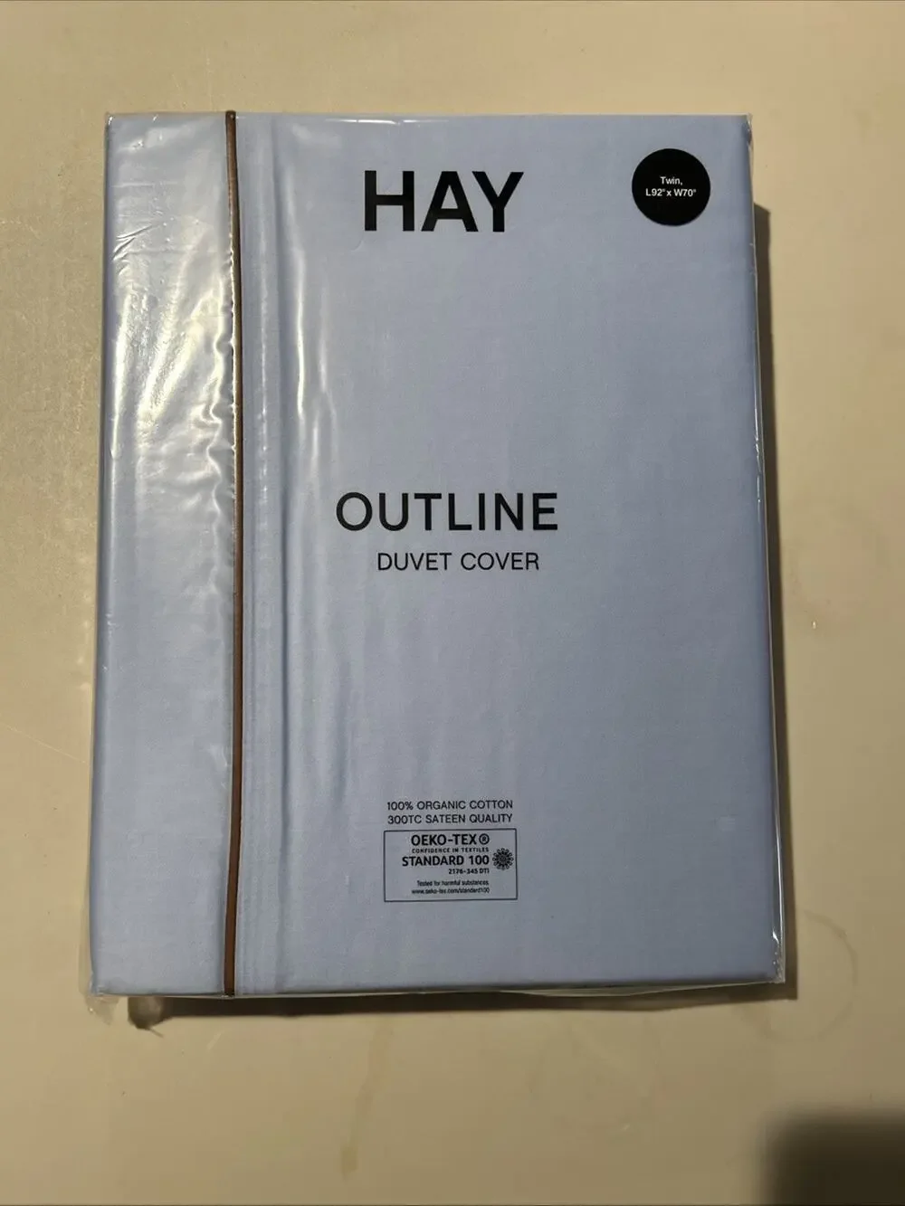 HAY Outline Twin Duvet Cover Soft Blue Organic Cotton